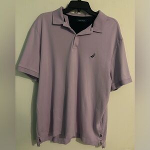 Nautica Mens XL Lilac 100% Cotton Polo Blue Embroidered Sailboat Logo Casual